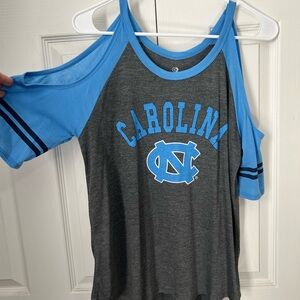 Colosseum Carolina Cold Shoulder Top - Blue and Gray